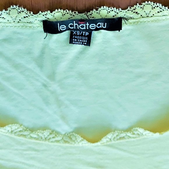 Le Chateau XS butter yellow tank w/ scalloped lace - Picture 2 of 2